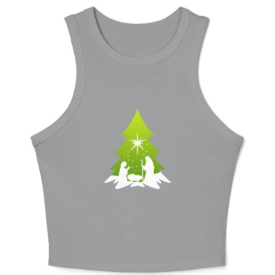 Christmas Tree Nativity Scene Artist Crop Tank Top