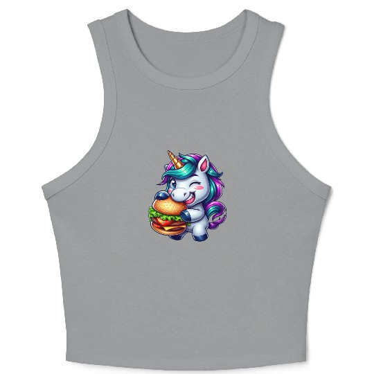 Unicorn Hamburger Cheeseburger Crop Tank Top