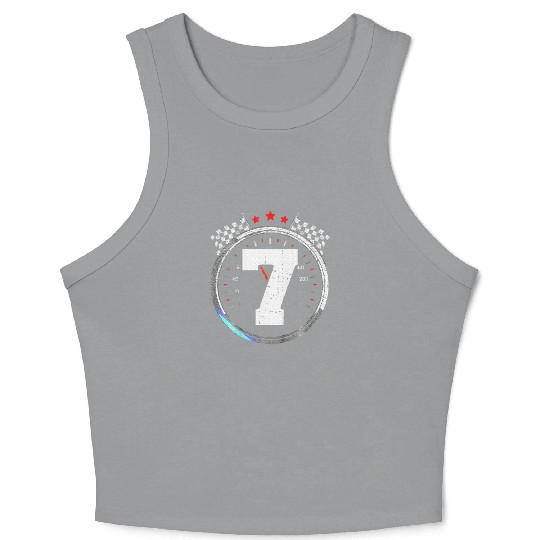 Kids 7th Birthday Boy 7 Seventh Race Car Birthday Crop Tank Top