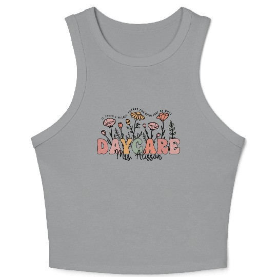Wildflower Teacher Name Crop Tank Top
