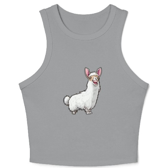 Smiling Llama With Bunny Ears Crop Tank Top