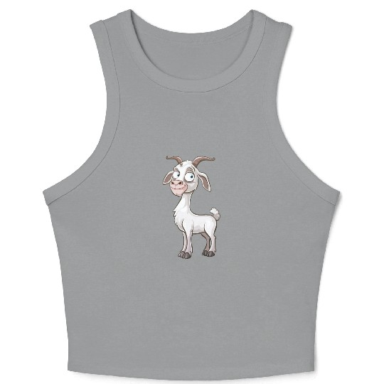 Cheerful Goofy Goat Character Crop Tank Top