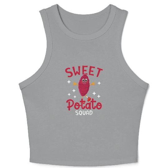 Kawaii Potato Lovers Vegetarian Sweet Potato Crop Tank Top