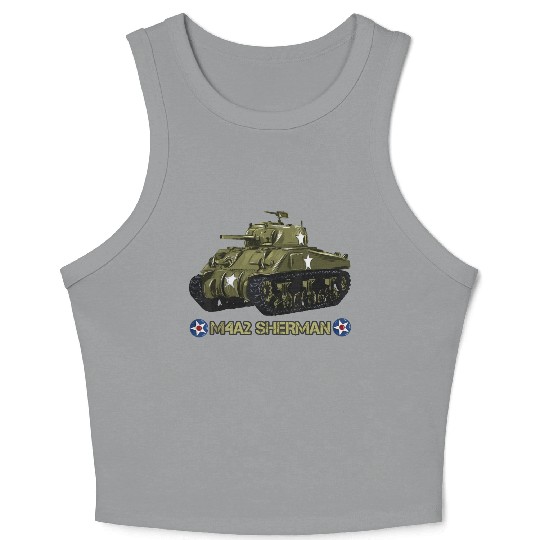 World War 2 American Tank M4A2 Sherman memorabilia Crop Tank Top