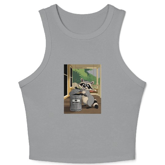 Racoon Trash Panda Metal Trash Can No Vacancy Crop Tank Top