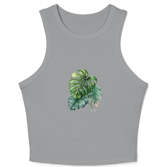 Watercolor Tropical Leaves Clipart, Tropical Leaf Crop Tank Top