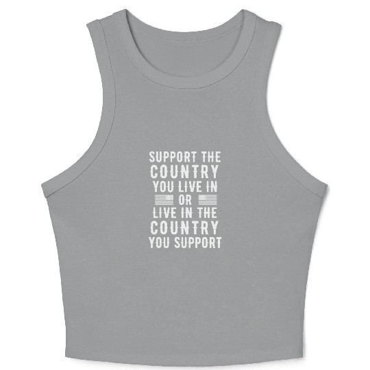 Patriotic Message Crop Tank Top - Support or Live In