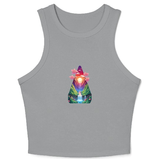 sunrise waterfall scenery Crop Tank Top