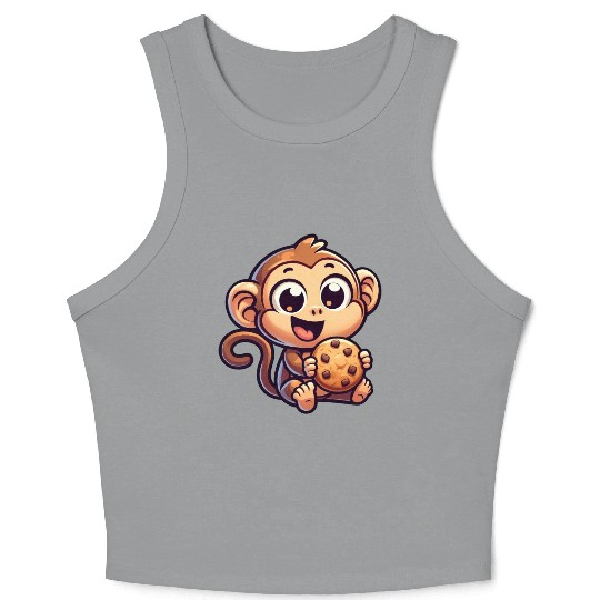 Chimpanzee with Cookie Sweet Treat Crop Tank Top