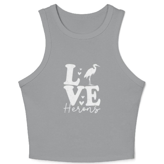 Love Heron Blue Heron Birds Lover Gifts Crop Tank Top