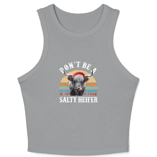 Don't Be A Salty Heifer Cute Highland Cow Lover Crop Tank Top