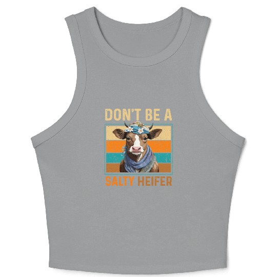 Don't Be A Salty Heifer Cute Highland Cow Lover Crop Tank Top