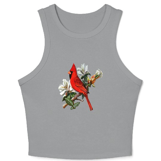 Northern Red Cardinal On A Branch Crop Tank Top