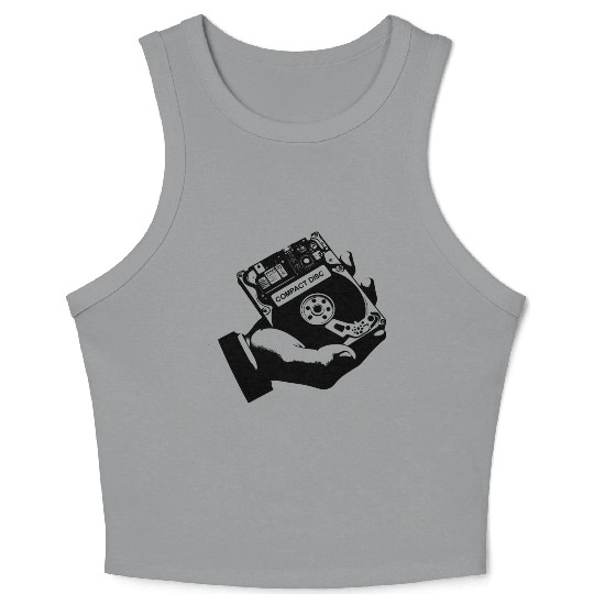Funny retro vintage 80s compact disc Crop Tank Top for men