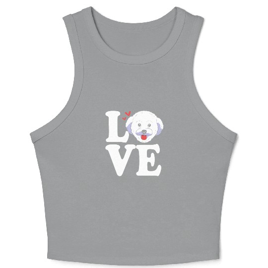 Cute Dog Face I Love My Bichon Frise Crop Tank Top