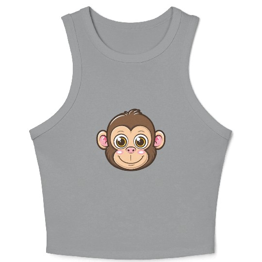 Adorable Monkey Face With Big Eyes Crop Tank Top