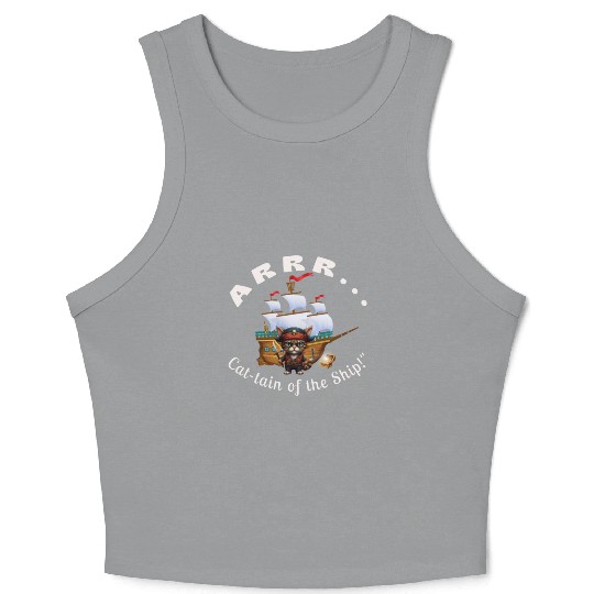 ARRR... Cat-tain of the Ship! - Pirate Cat Crop Tank Top