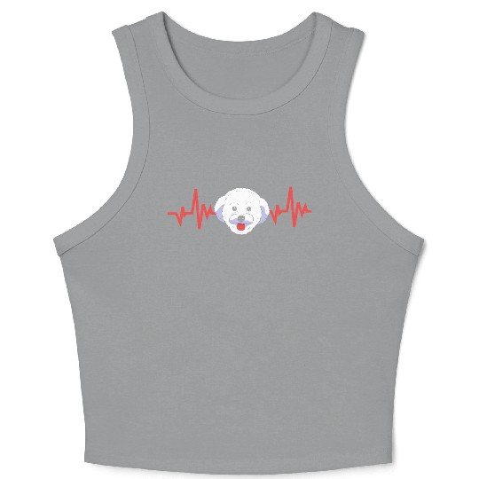 Dog Face Dog Heartbeat Bichon Frise Lovers Crop Tank Top