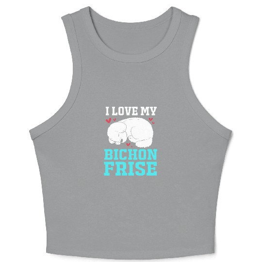 Dog Owner Pet Lover I Love My Bichon Frise Crop Tank Top