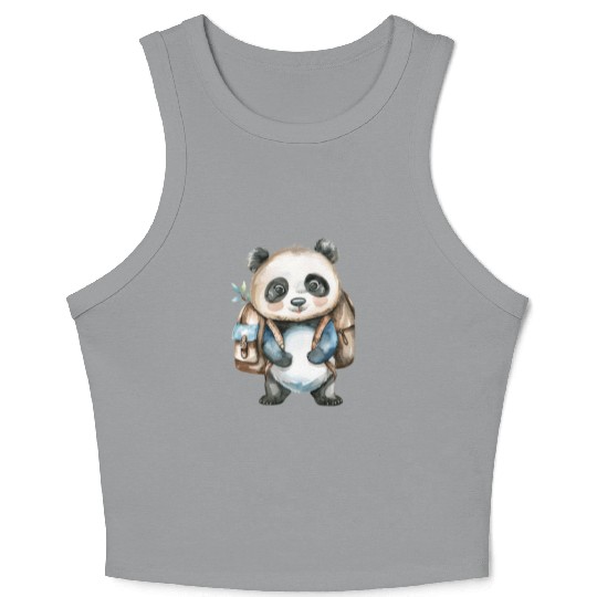 Watercolor Cute School Animals, Back to School Crop Tank Top