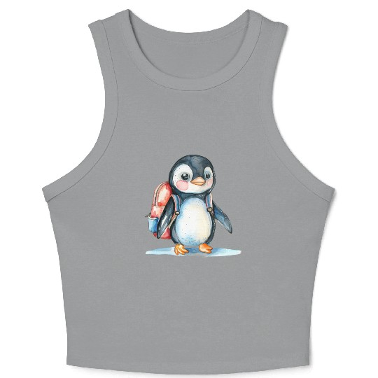 Watercolor Cute School Animals, Back to School Crop Tank Top