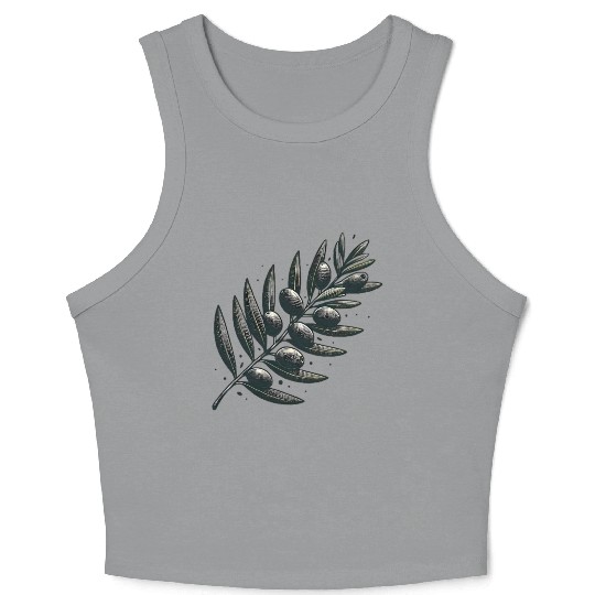 olive branch Crop Tank Top