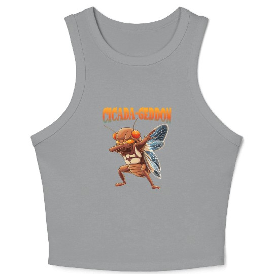 Funny Dabbing Cicada 2024 Dab Crop Tank Top