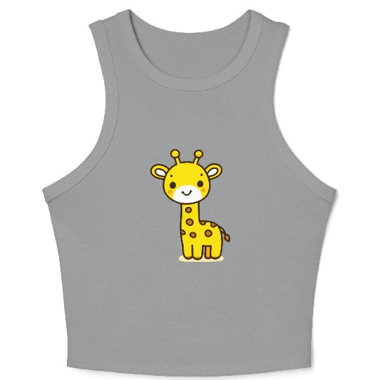 Friendly Stick Figure Giraffe Crop Tank Top