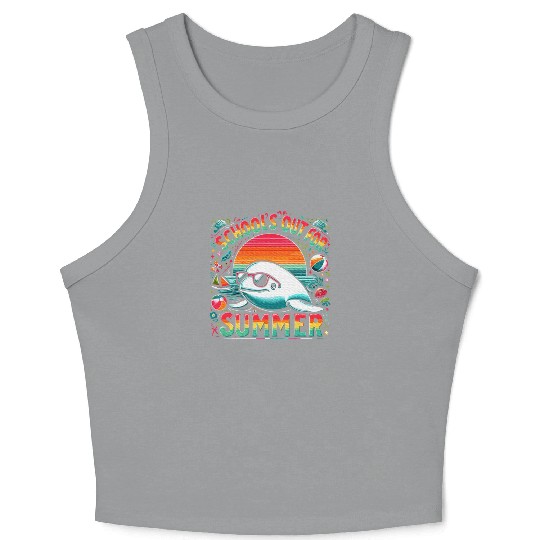 Schools Out For Summer Teacher Beluga Whale Crop Tank Top