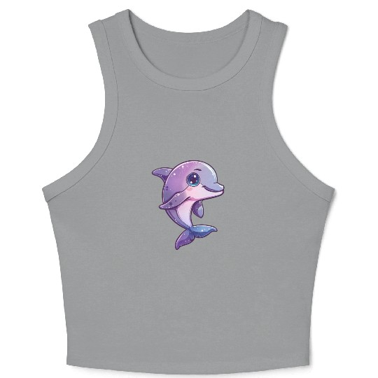 Adorable Purple Dolphin Fantasy Creation Crop Tank Top