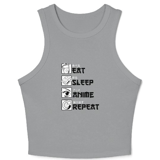 Eat Sleep Anime Repeat Anime Lovers Gifts for Men Crop Tank Top