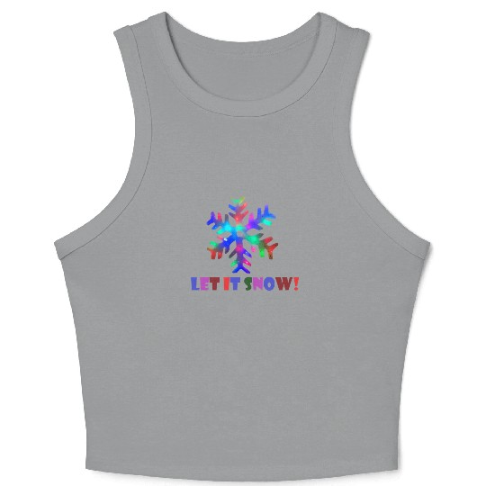 Let it Snow! (Colorful Snowflake Design) Crop Tank Top