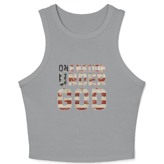 US American Flag One Nation Under God 4th Of July Crop Tank Top