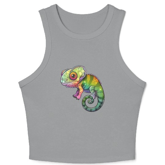 Colorful Chameleon Fantasy Creature Crop Tank Top