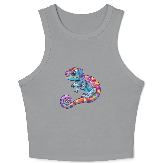 Colorful Chameleon Fantasy Creature Crop Tank Top