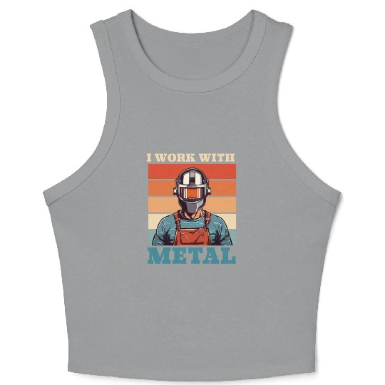 Western Welder Retro Themed Gift Crop Tank Top