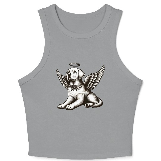 Labrador angel wings black white halo Crop Tank Top