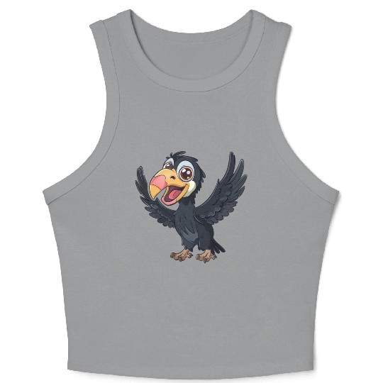 Joyful California Condor Cartoon Character Crop Tank Top