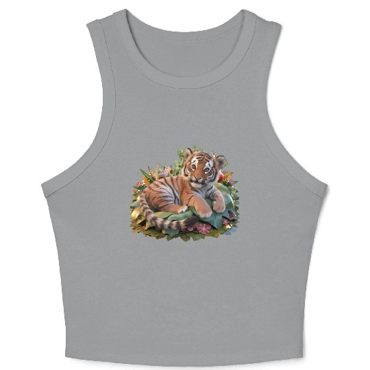 cute baby tiger Crop Tank Top