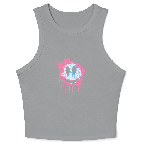Graffiti Smiley Face - Urban Street Art Crop Tank Top