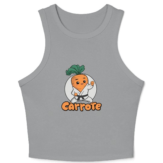 Cute Karate Carrot Design Crop Tank Top