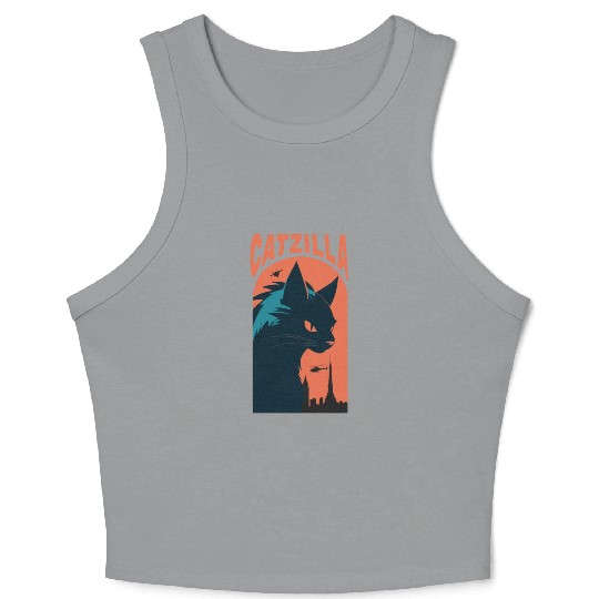 Catzilla king of Cat monster Crop Tank Top