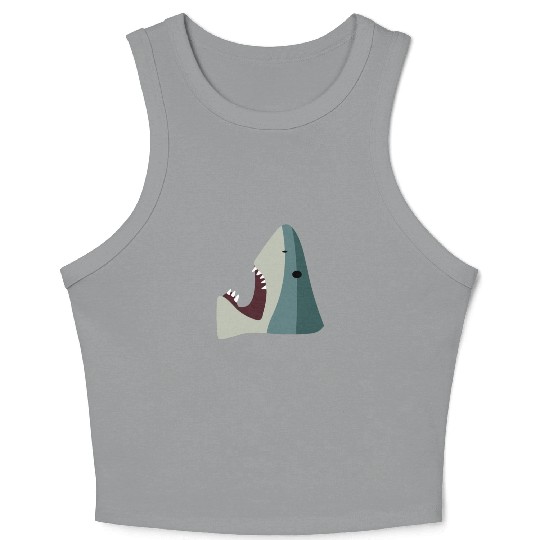 Shark Stepping On A Brick Toy Funny Internet Meme Crop Tank Top