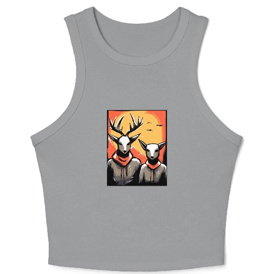 Nature and a Couple of Deer Crop Tank Top