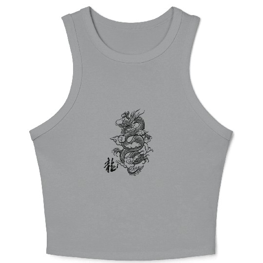 Japanese Dragon Tattoo Crop Tank Top