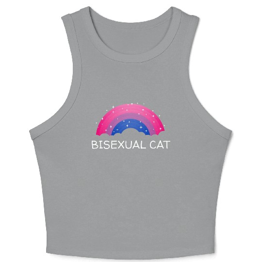 Bisexual Cat Bi LGBTQ Bi Pride LGBT Funny Animal L Crop Tank Top
