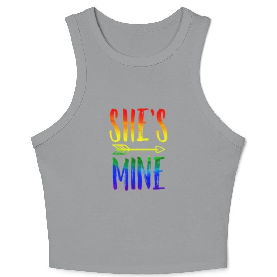 I'm Hers She's Mine LGBT Pride Lesbian Couple Crop Tank Top