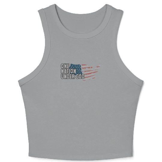 4th Of July One Nation Under God US Flag Faith Crop Tank Top