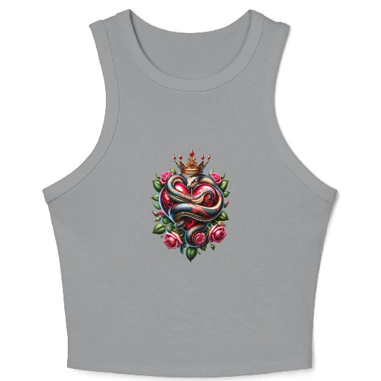 Royal Snake and Roses Heart Crop Tank Top
