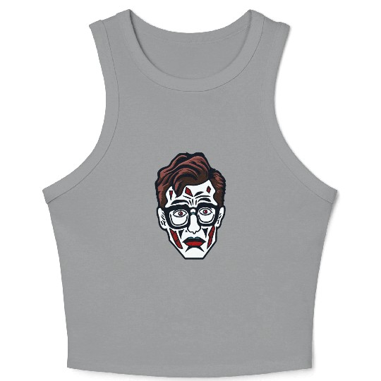 Nerdy Nerd Sad Clown Face Crop Tank Top